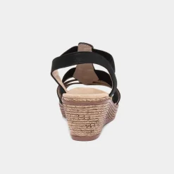 Sharon Womens Black Slip On Wedge Sandal*Softlites New