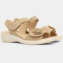 Shelby Womens Taupe Easy Fasten Sandal*Softlites New