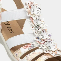 Womens White Floral Sandals*Softlites Online