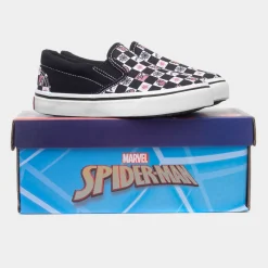 Kids Black Slip On Canvas*Spider-Man Hot