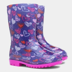 Sunny Girls Purple Love Hearts Welly*shoezone Online