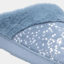 Flora Womens Blue Mule Slipper*The Slipper Company Online