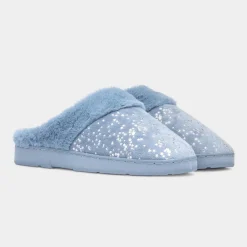 Flora Womens Blue Mule Slipper*The Slipper Company Online