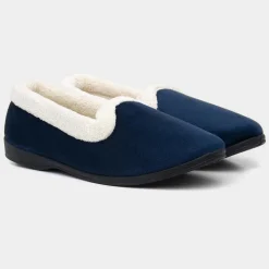 Frida Womens Navy Velour Full*The Slipper Company Discount