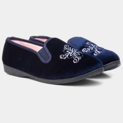 Ida Womens Navy Twin Gusset*The Slipper Company Outlet