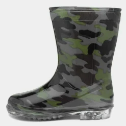 Tide Boys Black & Green Camouflage Welly*shoezone New