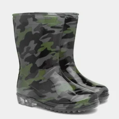 Tide Boys Black & Green Camouflage Welly*shoezone New
