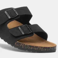 Mens Black Double Buckle Sandal*Totes Sale