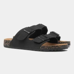 Mens Black Double Buckle Sandal*Totes Sale
