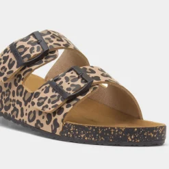 Womens Multi Double Buckle Leopard Sandal*Totes Sale