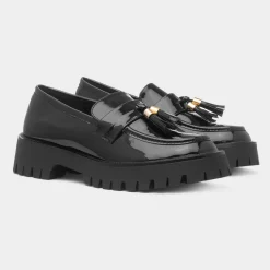 Cherie Womens Black Patent Chunky Loafer*Truffle New