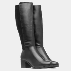 Freya Womens Black Wide Fit Knee High Boot*Truffle Online
