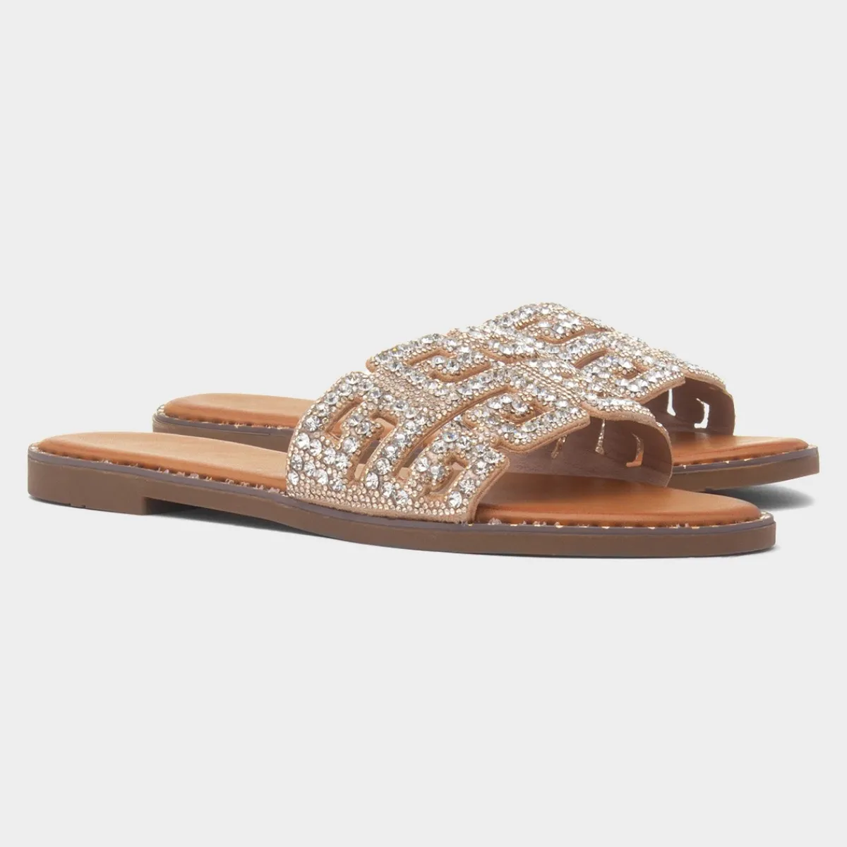 Rowan Womens Diamante Mule Sandal*Truffle New