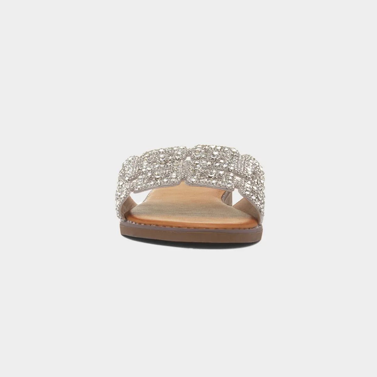 Rowan Womens Silver Diamante Mule Sandal*Truffle Fashion