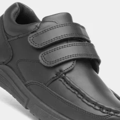 Fawster Boys Black Easy Fasten School Shoe*Trux Outlet