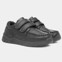 Fawster Boys Black Easy Fasten School Shoe*Trux Outlet