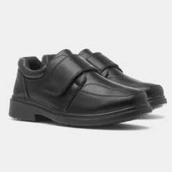 Fred Boy's Black Easy Fasten School Shoe*Trux Best