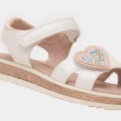 Abbey Girls White Heart Sandal*Walkright Hot