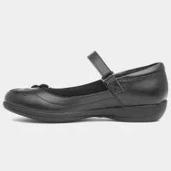 Cassidy Girls Black Flower School Shoe*Walkright Outlet
