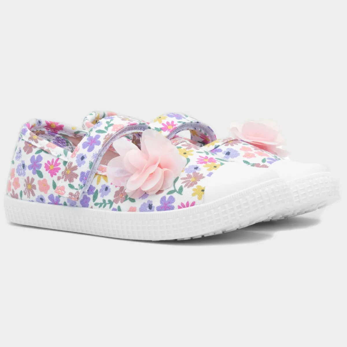 Corrine Girls Multi Floral Print Canvas*Walkright Fashion