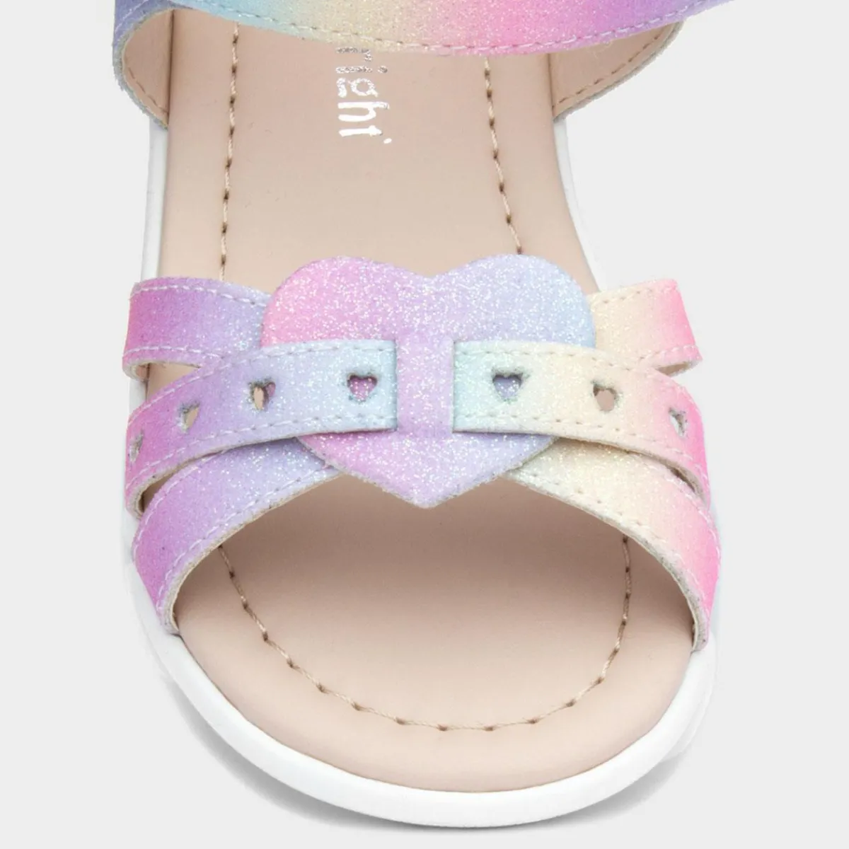 Girls Rainbow Glitter Heart Sandals*Walkright Sale