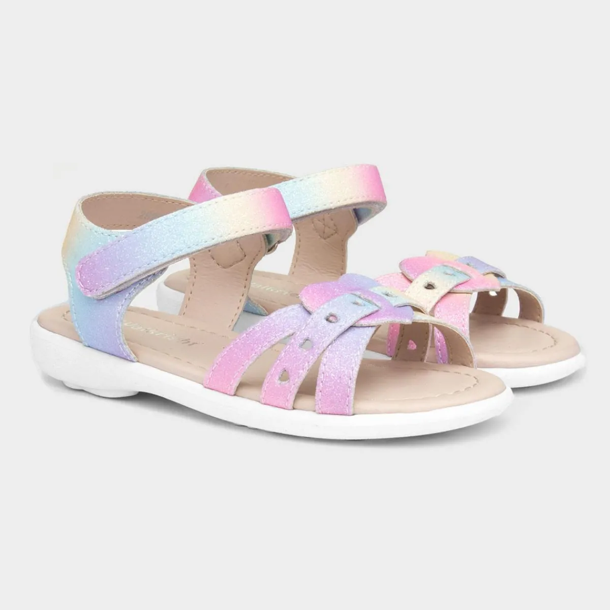 Girls Rainbow Glitter Heart Sandals*Walkright Sale