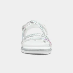 Girls Silver Iridescent Strappy Sandal*Walkright Hot