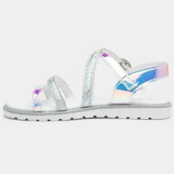 Girls Silver Iridescent Strappy Sandal*Walkright Hot