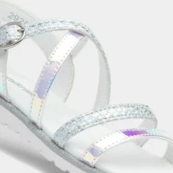 Girls Silver Iridescent Strappy Sandal*Walkright Hot