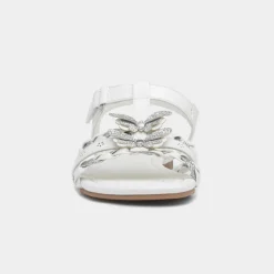 Girls White and Silver Butterfly Sandals*Walkright Discount