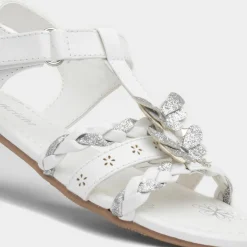 Girls White and Silver Butterfly Sandals*Walkright Discount
