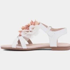 Laney Girls White Chiffon Flower Sandal*Walkright Clearance