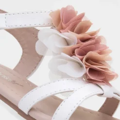 Laney Girls White Chiffon Flower Sandal*Walkright Clearance