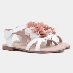Laney Girls White Chiffon Flower Sandal*Walkright Clearance