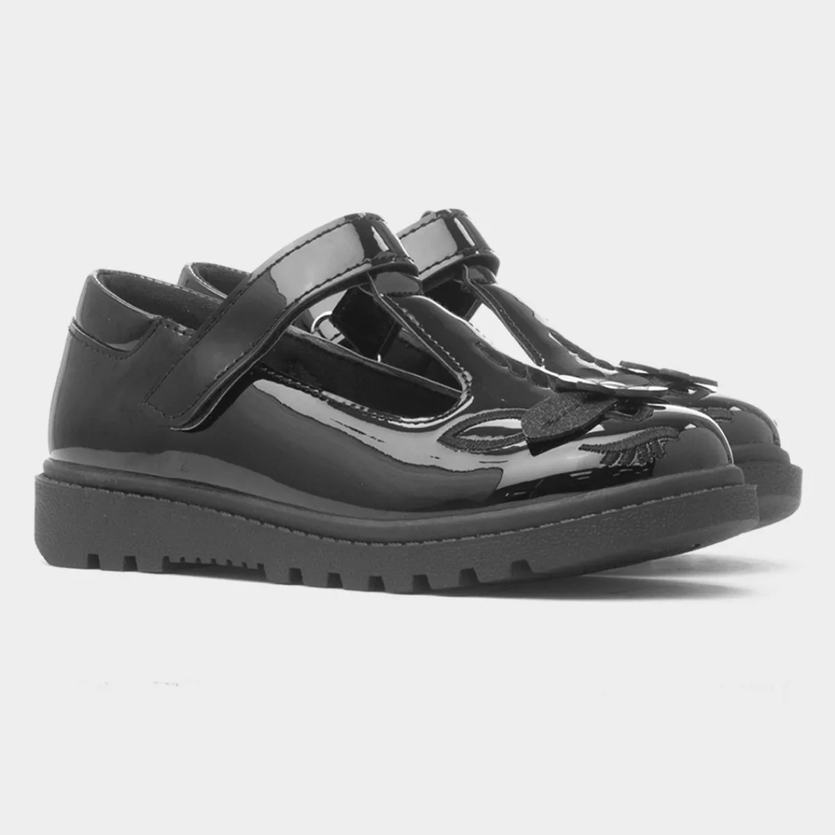 Laura Girls Black Unicorn Patent Shoe*Walkright Best
