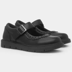 Severn Girls Black School Shoe*Walkright Sale