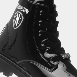 Kids Black Patent Lace Up Boot*Wednesday New