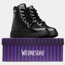 Kids Black Patent Lace Up Boot*Wednesday New