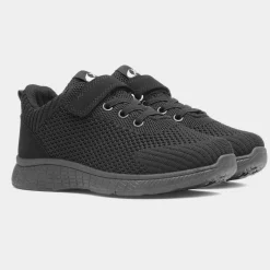 Eden Kids Black Mesh Easy Fasten Trainer*XL Clearance