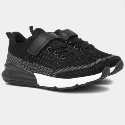 Exe Kids Black Easy Fasten Knitted Trainer*XL Sale