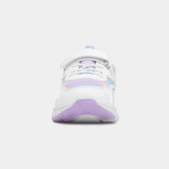 Flores Kids White & Lilac Easy Fasten Trainer*XL Fashion
