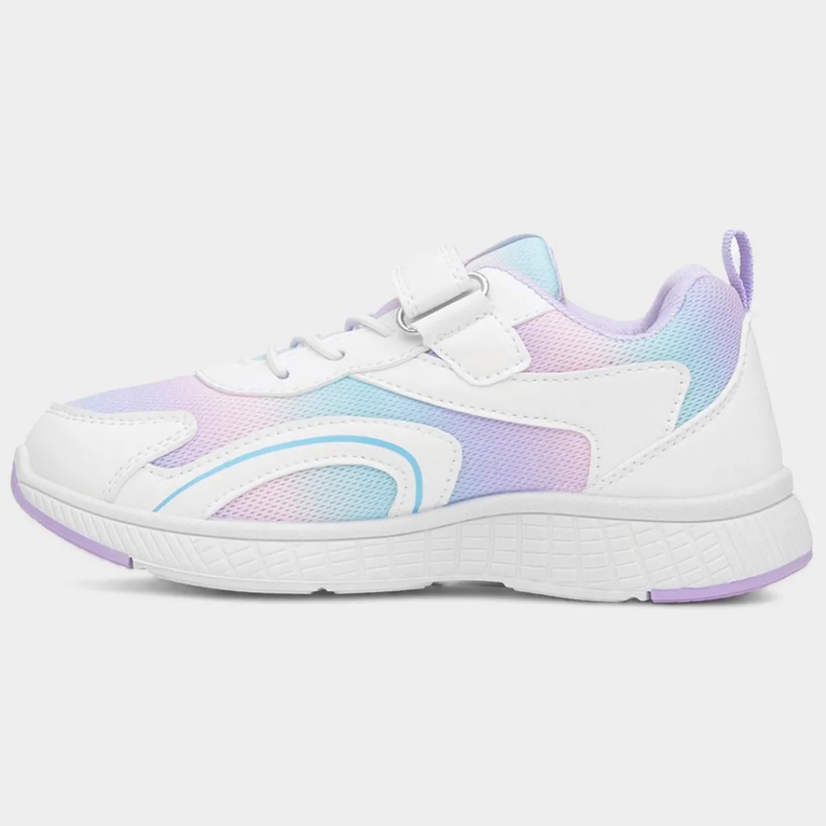 Flores Kids White & Lilac Easy Fasten Trainer*XL Fashion