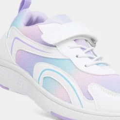 Flores Kids White & Lilac Easy Fasten Trainer*XL Fashion