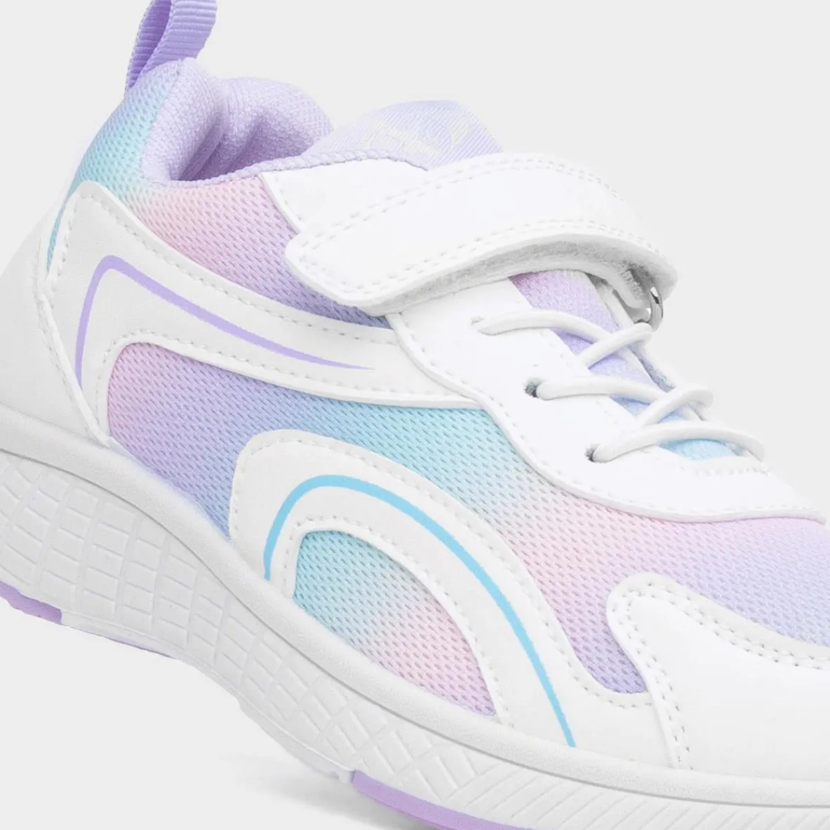 Flores Kids White & Lilac Easy Fasten Trainer*XL Fashion