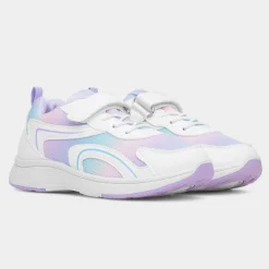 Flores Kids White & Lilac Easy Fasten Trainer*XL Fashion