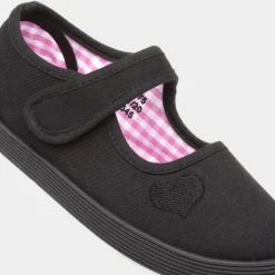 Waveney Girls Black Plimsolls Shoe*XL Hot
