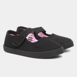 Waveney Girls Black Plimsolls Shoe*XL Hot